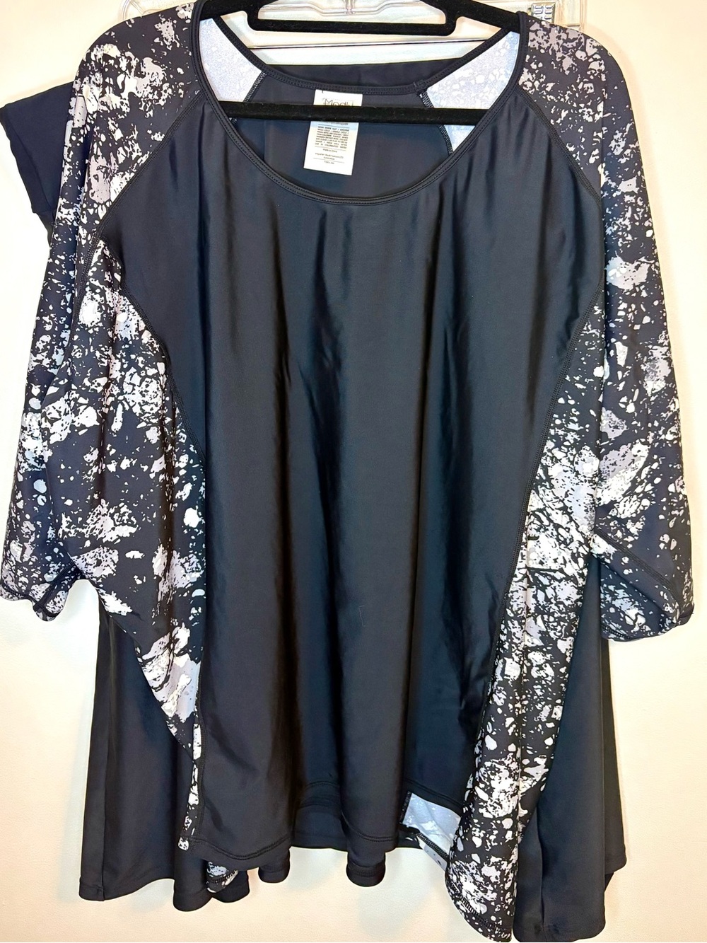ModLi 4X Plus Size Modest Swim Set Tunic Top Black Swim Skirt